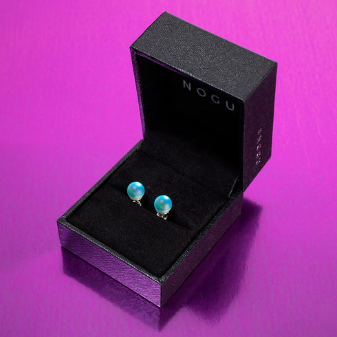 Aquamarin | 925er Sterlingsilber | Meerjungfrau-Mini-Ohrstecker aus Glas